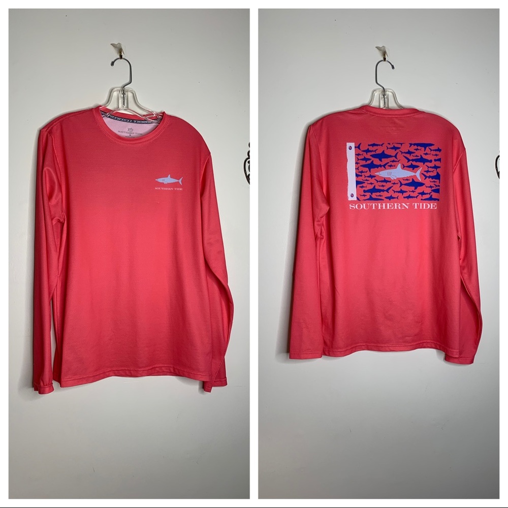 Southern Tide Great White Shark Flag Performance LS Tee Size Small